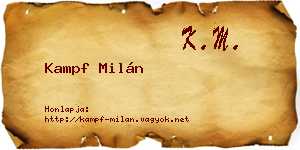 Kampf Milán névjegykártya